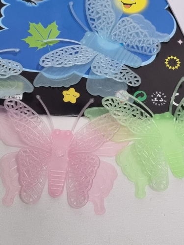 Флуоресцентные объёмные бабочки. Набор 6 шт. Пластик. Цвет Микс фото 2