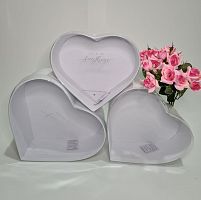 Набор коробок 3в1 с прозрачной крышкой. Сердце белое Sunshine.